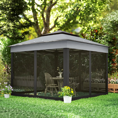 10.7 x 10.7ft Pop Up Gazebo, Adjustable Sun Shelter, Dark Grey Pop Up Canopies at Gallery Canada