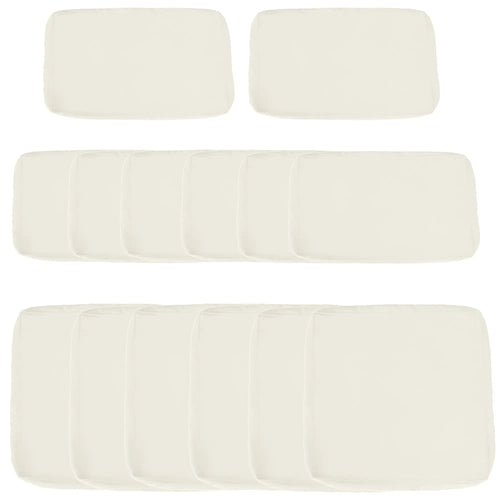 14pc Patio Rattan Sofa Set, Polyester Cushion Cover, Cream White