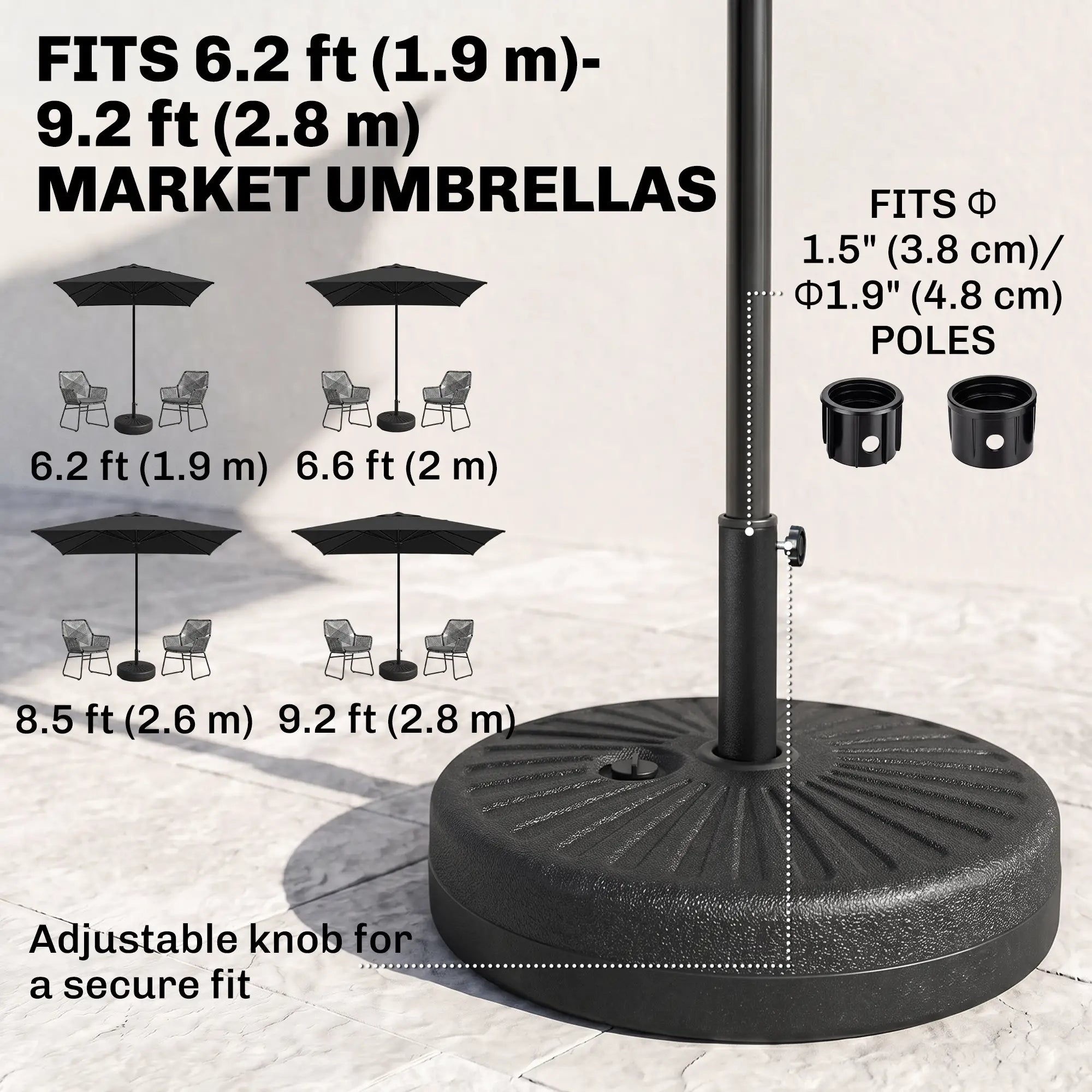48 lb Heavy Duty Patio Umbrella Base, Water Filled Stand, Black Umbrella Bases at Gallery Canada
