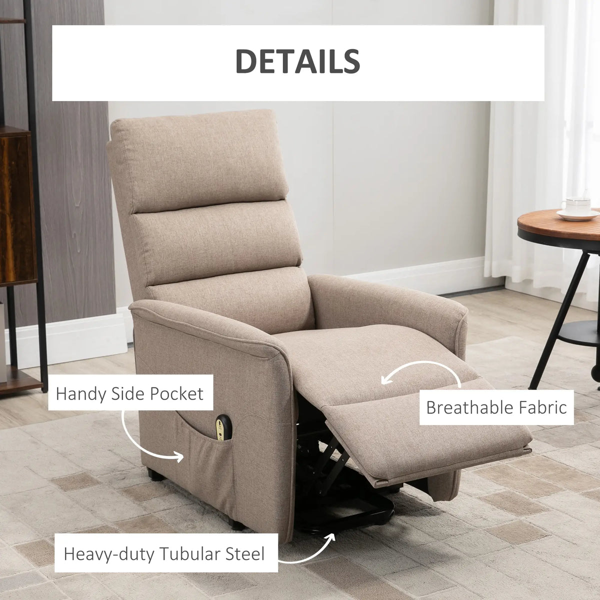 Power Lift Chair Recliner with Remote, Side Pockets, Brown Electric Power Lift Chairs at Gallery Canada