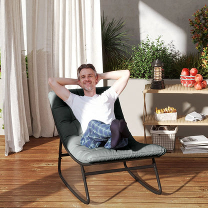 Outdoor Rocking Chair with Cushion, Steel Frame, Grey Outdoor Rocking Chairs at Gallery Canada