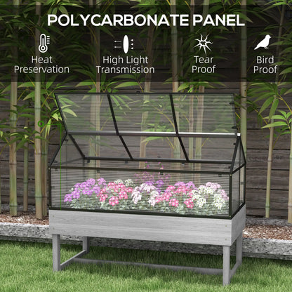 Wood Elevated Planter Box, Cold Frame Greenhouse, Raised Garden Bed, Distressed Grey, Grey Raised Garden Beds at Gallery Canada