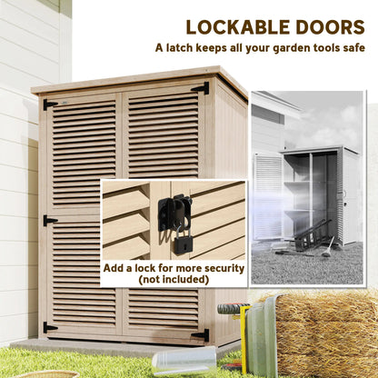 Wooden Garden Shed, 50" x 26" x 66", Waterproof Asphalt Roof, Shelves, Natural