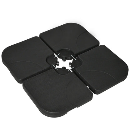 4 Piece Umbrella Base Stand, U Locking, 132 lb Water or 172 lb Sand, Black Umbrella Bases at Gallery Canada