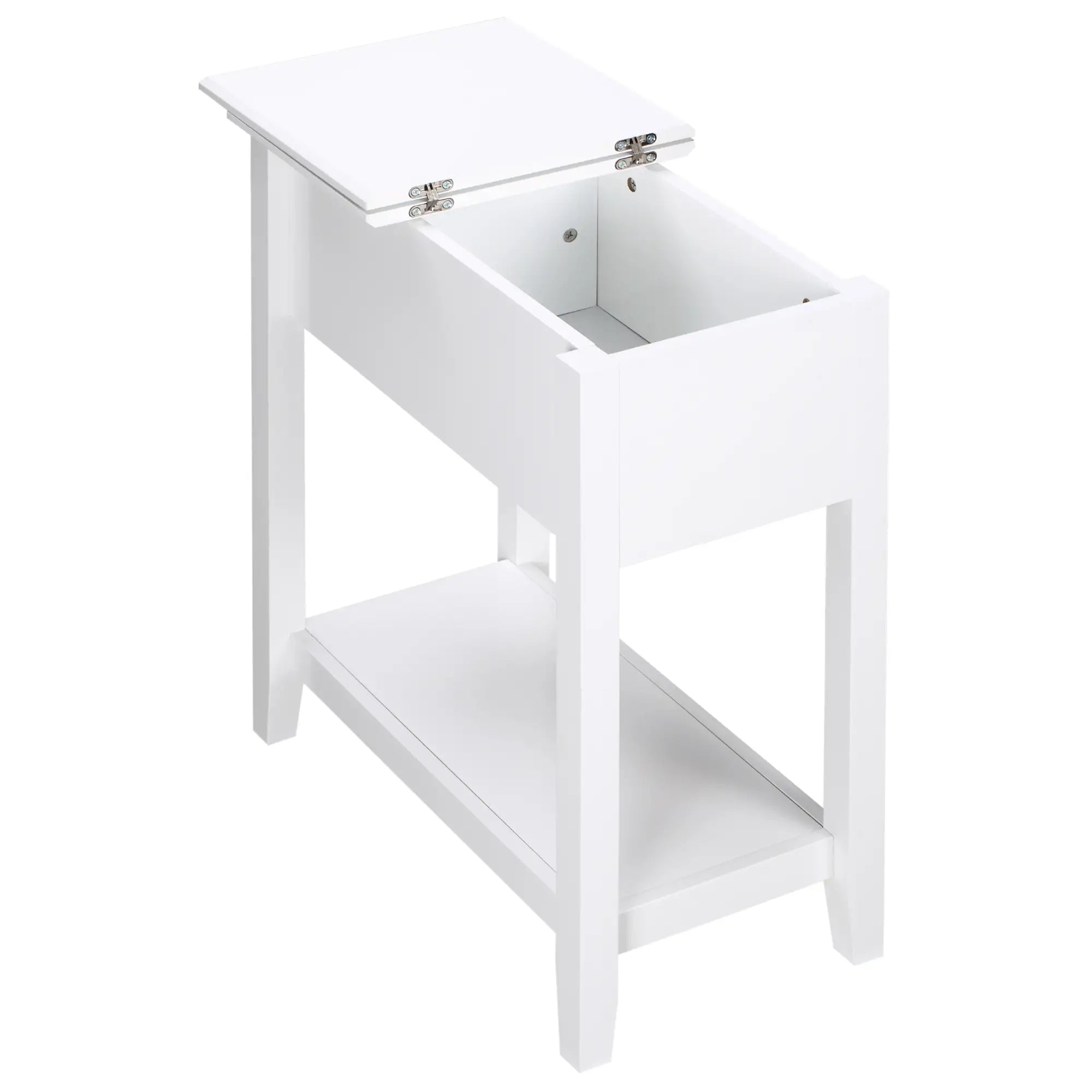 Flip Top End Table, Side Table with Storage, Narrow Nightstand, White Side Tables White at Gallery Canada