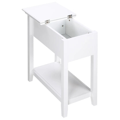 Flip Top End Table, Side Table with Storage, Narrow Nightstand, White Side Tables White at Gallery Canada