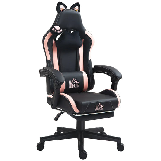 Racing Gamer Chair, Faux Leather, with Footrest, Headrest, Lumbar Support, Black Video Game Chairs Pink, Black at Gallery Canada