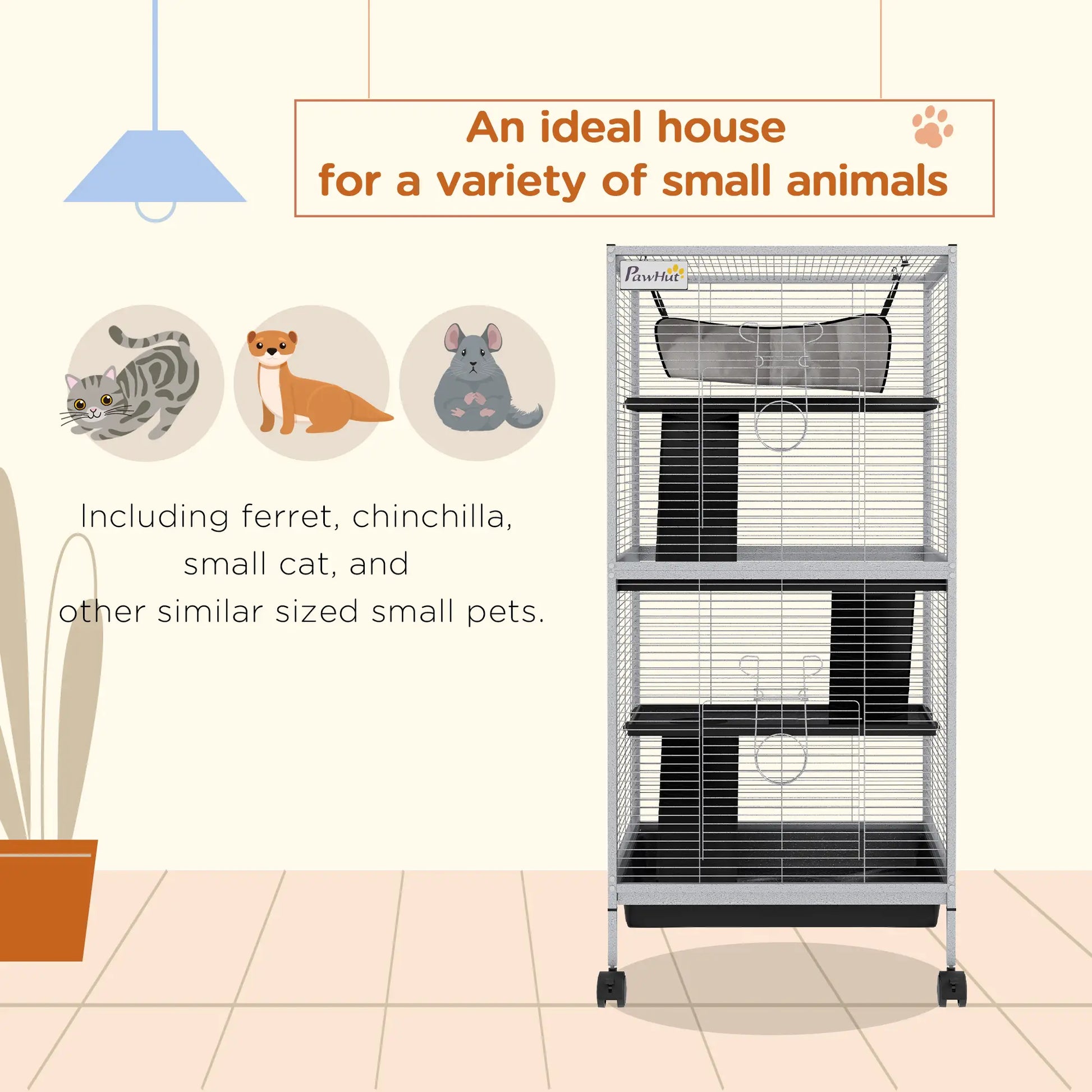 Steel Small Animal Cage, for Guinea Pig, Ferret, Light Grey Houses & Habitats at Gallery Canada