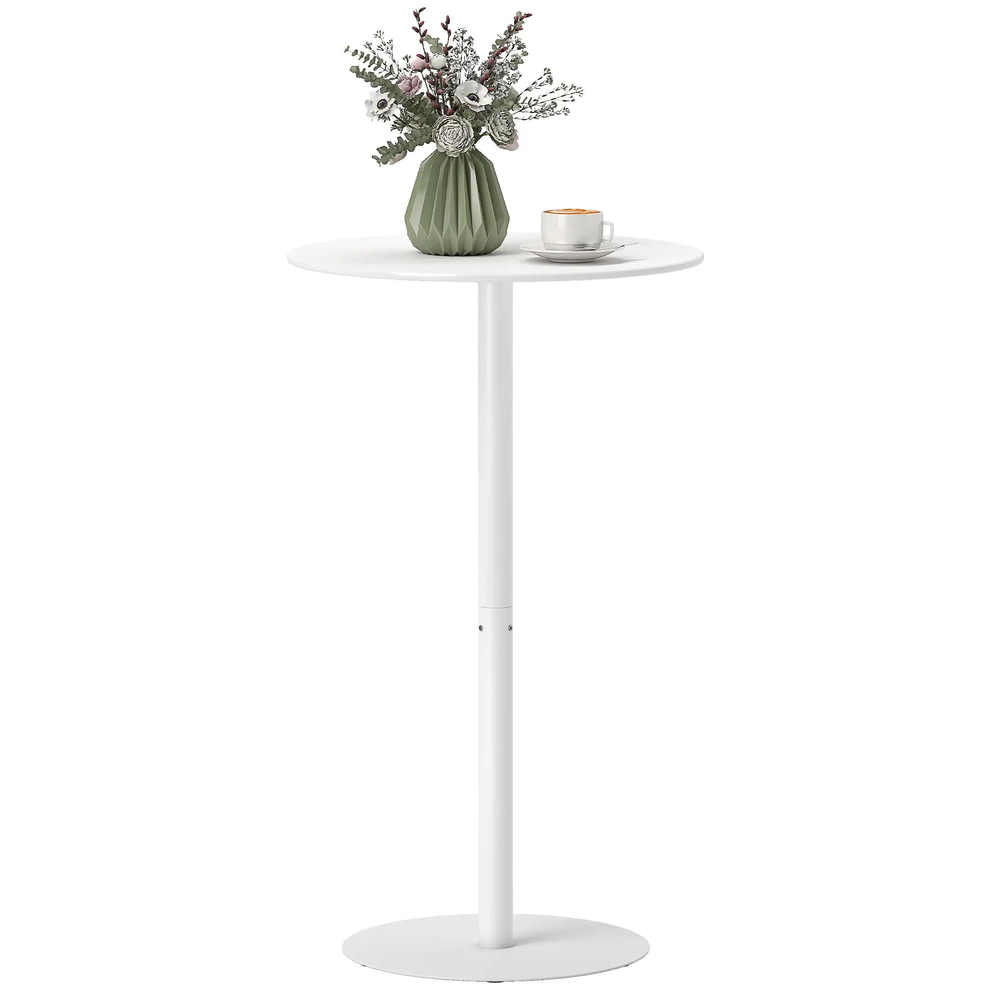 Round Bar Table for 2, Steel Frame, Easy Assembly, White Bar Tables at Gallery Canada