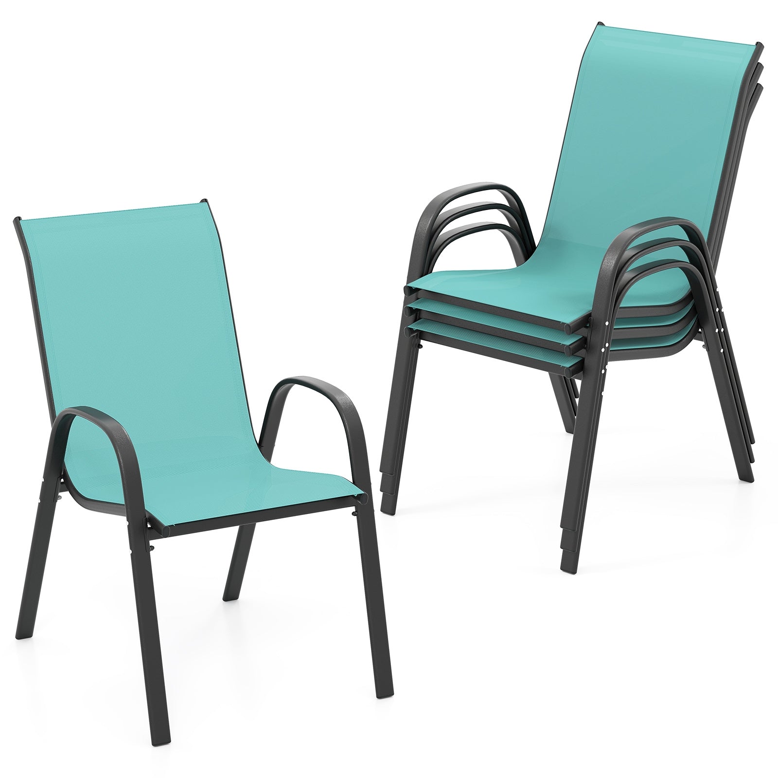 4-Piece Stackable Patio Dining Chairs Set, Blue Patio Dining Chairs Blue at Gallery Canada