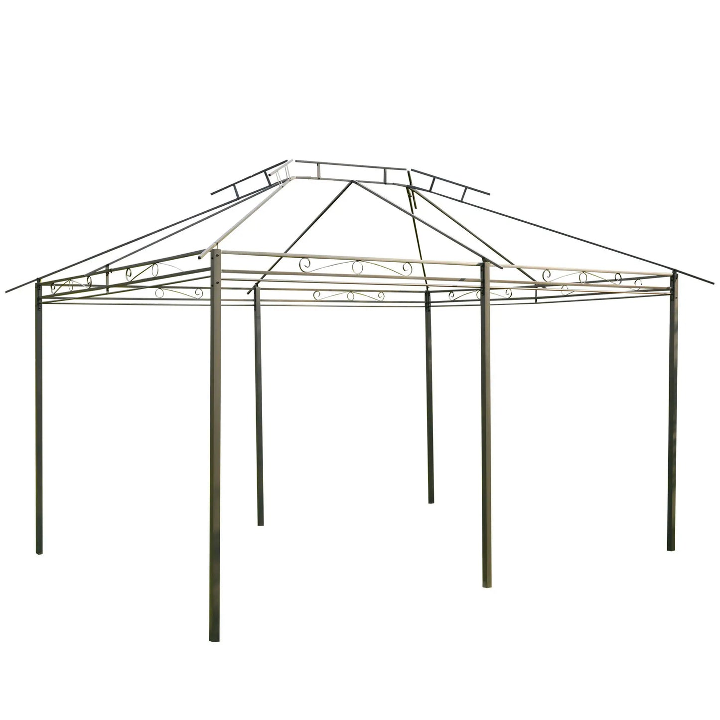 13'L x 10'W x 8.7'H Patio Gazebo, 2-Tiers Garden Canopy, Grey Gazebos at Gallery Canada