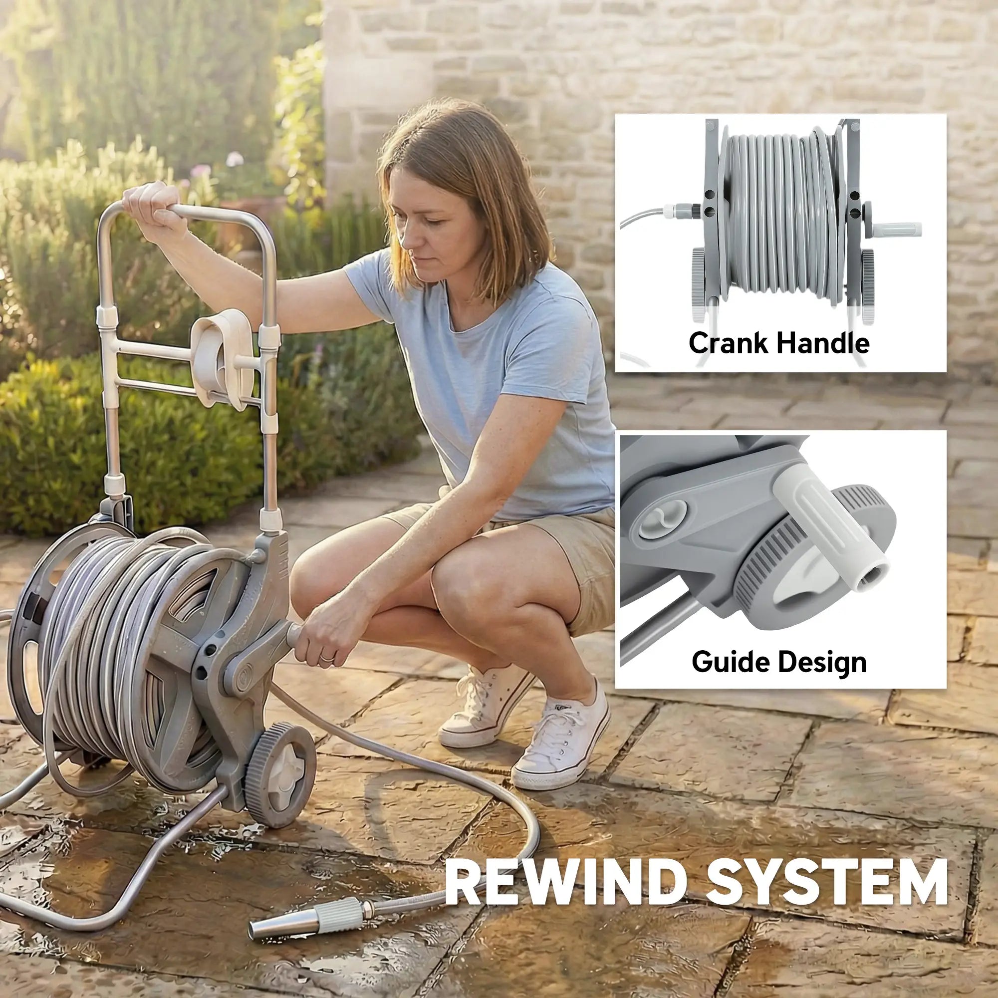 Garden Hose Reel Cart With Wheels, 1/2