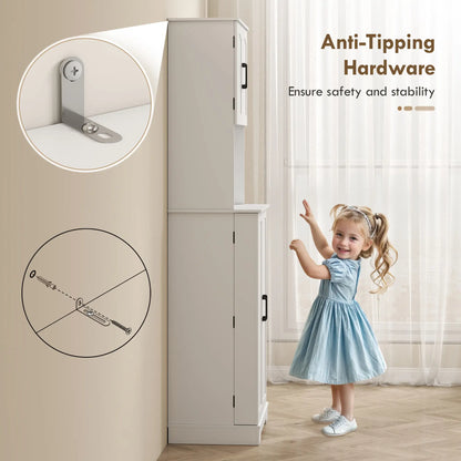 71.5" Tall Pantry Cabinet, Farmhouse Kitchen Storage, Adjustable Shelves, White Kitchen Pantry Cabinets at Gallery Canada