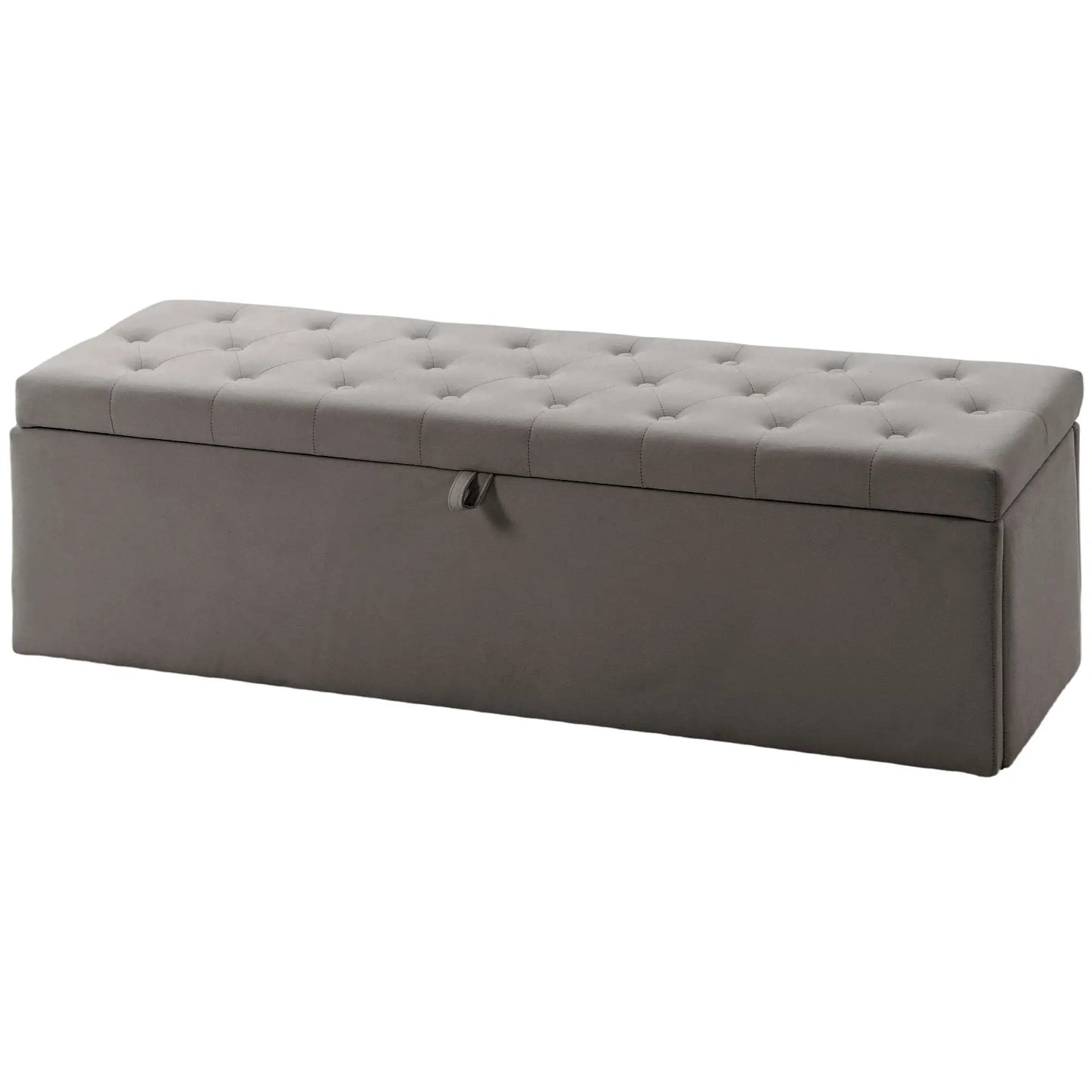 Storage Ottoman Bench, Button Tufted Velvet, Grey Storage Ottomans & Benches Grey at Gallery Canada