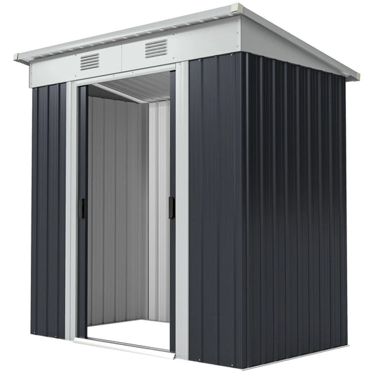 6' x 4' Metal Outdoor Storage Shed, Garden Tool Organizer, Charcoal Grey Sheds Charcaol Grey at Gallery Canada