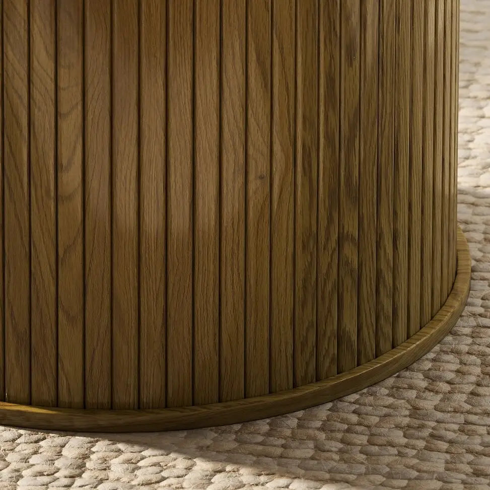 31.5 Inch Round Coffee Table, Nordic Style, Oak Coffee Tables at Gallery Canada