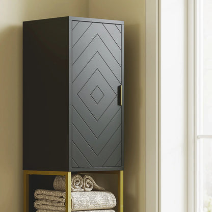 Tall Bathroom Storage Cabinet, Narrow with Adjustable Shelf, Black Bathroom Cabinets at Gallery Canada