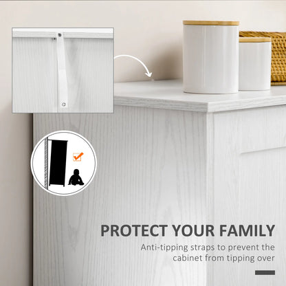 Kitchen Storage Cabinet, 2 Door Pantry with Adjustable Shelves, Distressed White, White Storage Cabinets at Gallery Canada