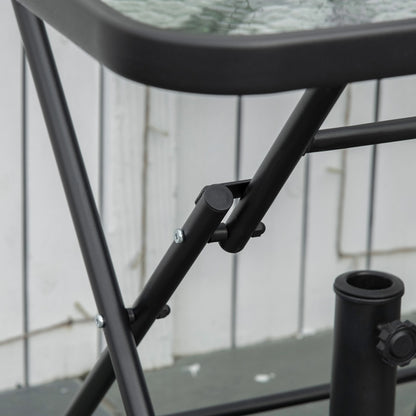 30" Square Outdoor Dining Table, Foldable, Water-Grain Glass Top, Black Patio Side Tables at Gallery Canada