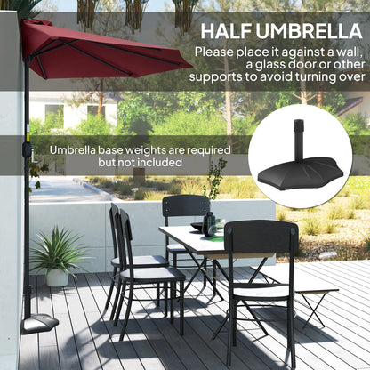 9ft Half Round Patio Umbrella, 5 Ribs, Sun Shade, Wine Red Half Round Umbrellas at Gallery Canada