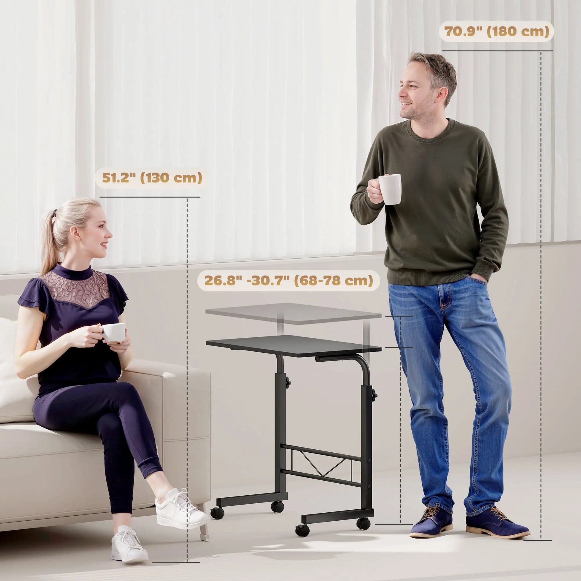 Mobile Standing Desk, Adjustable Height, 23.5 Inch, Black Side Tables at Gallery Canada