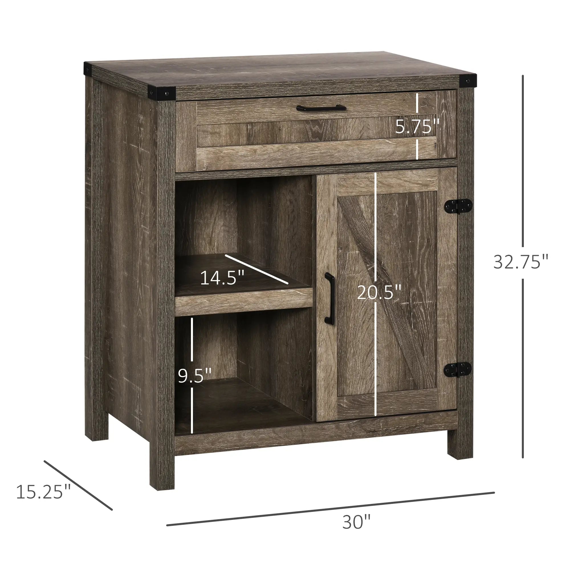 Rustic Barn Door Cabinet, Farmhouse Buffet Sideboard, Dark Oak Bar Cabinets at Gallery Canada