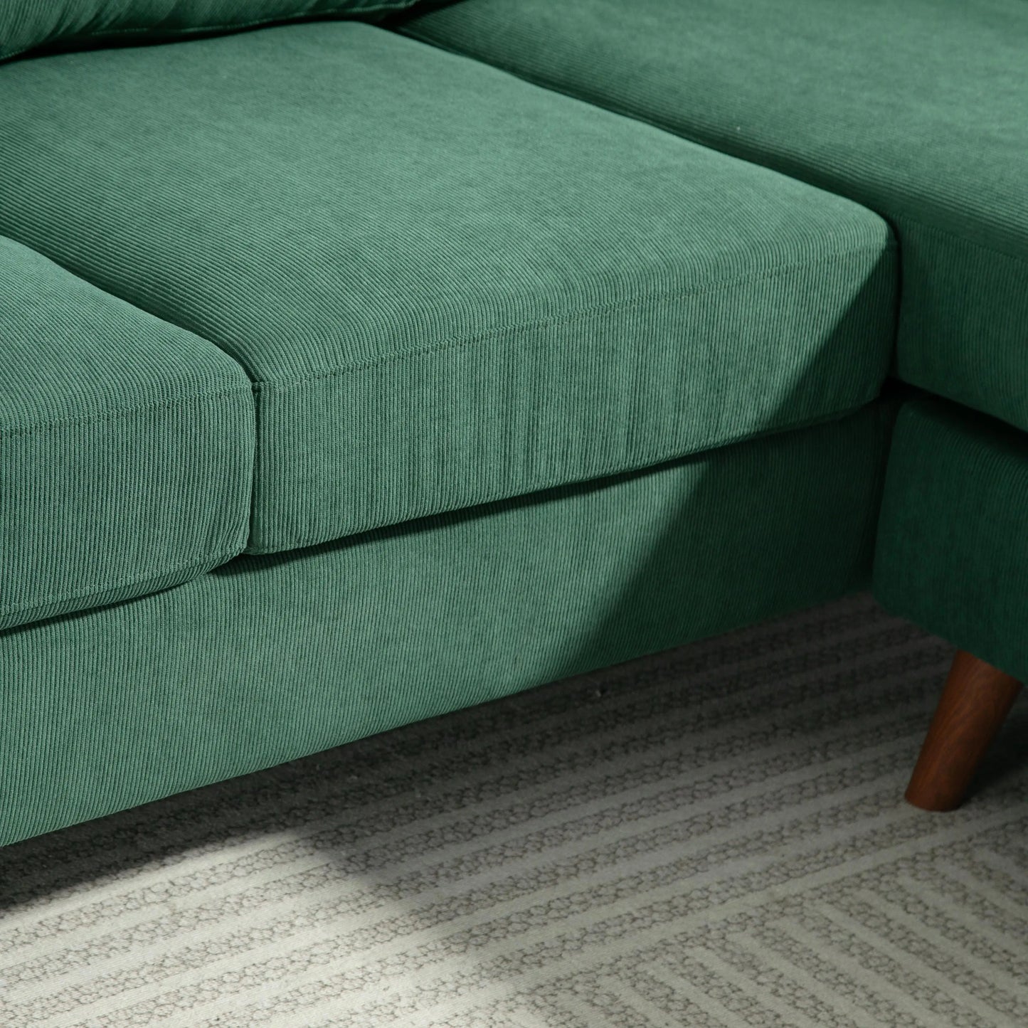 Sectional Sofa with Changeable Chaise, 3 Seat L-Shaped, Dark Green 3-Seater Sofas at Gallery Canada