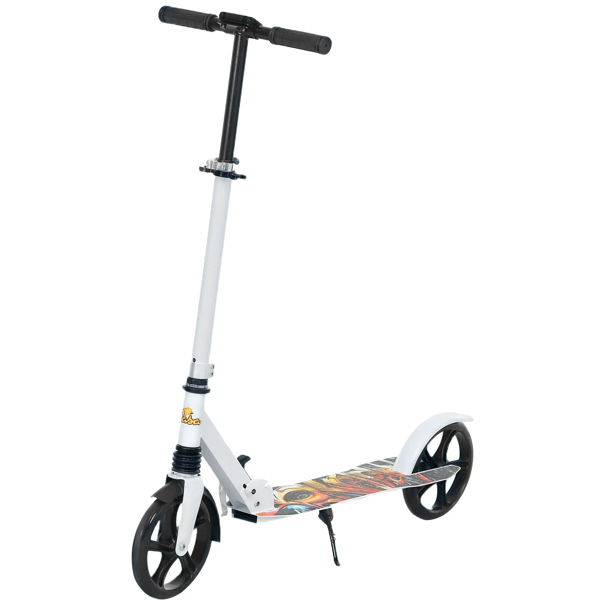 Kids Kick Scooter, Adjustable Height, Rear-Fender Brake, 200mm Wheel, Foldable, White Scooters White at Gallery Canada