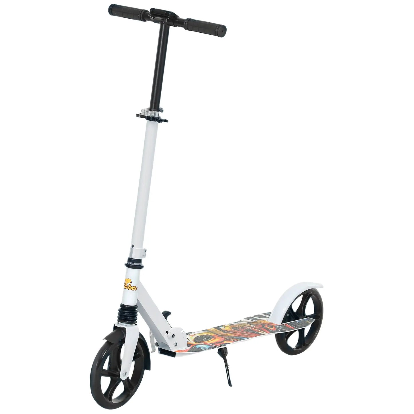 Kids Kick Scooter, Adjustable Height, Rear-Fender Brake, 200mm Wheel, Foldable, White Scooters White at Gallery Canada