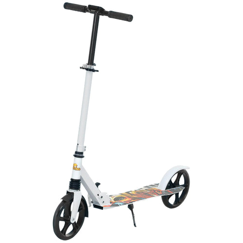 Kids Kick Scooter, Adjustable Height, Rear-Fender Brake, 200mm Wheel, Foldable, White