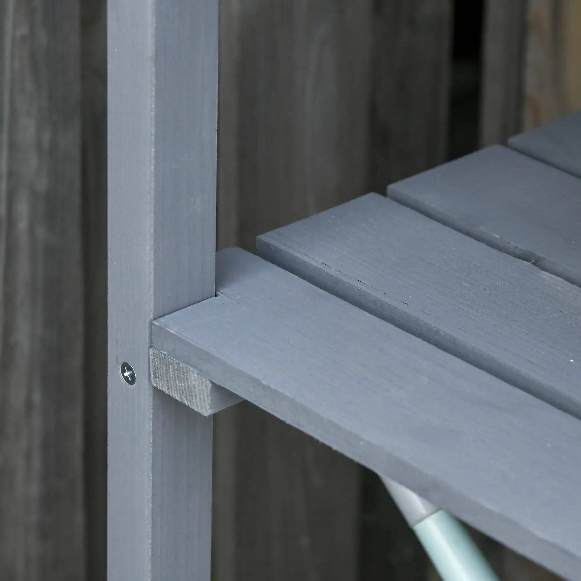 Outdoor Garden Wooden Potting Bench, Work Table w/ Hooks, Grey Potting Benches & Tables at Gallery Canada