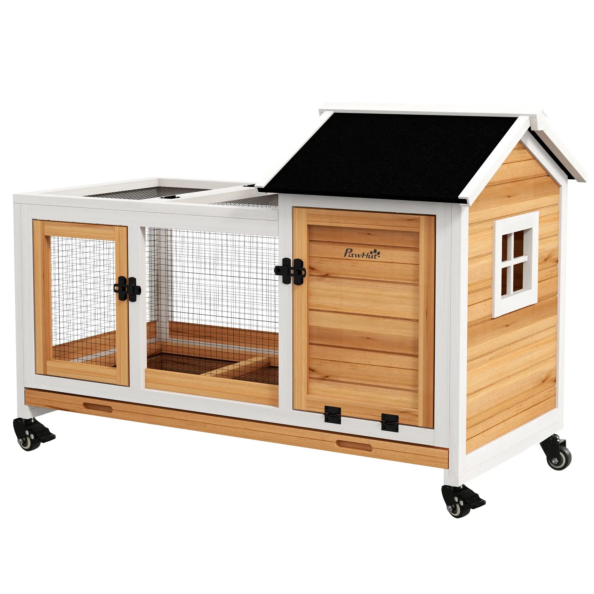 Rabbit Cage With Wheels, Ramp, Run, Tray, Indoor Outdoor, Yellow Rabbit Hutch White, Yellow, Black at Gallery Canada