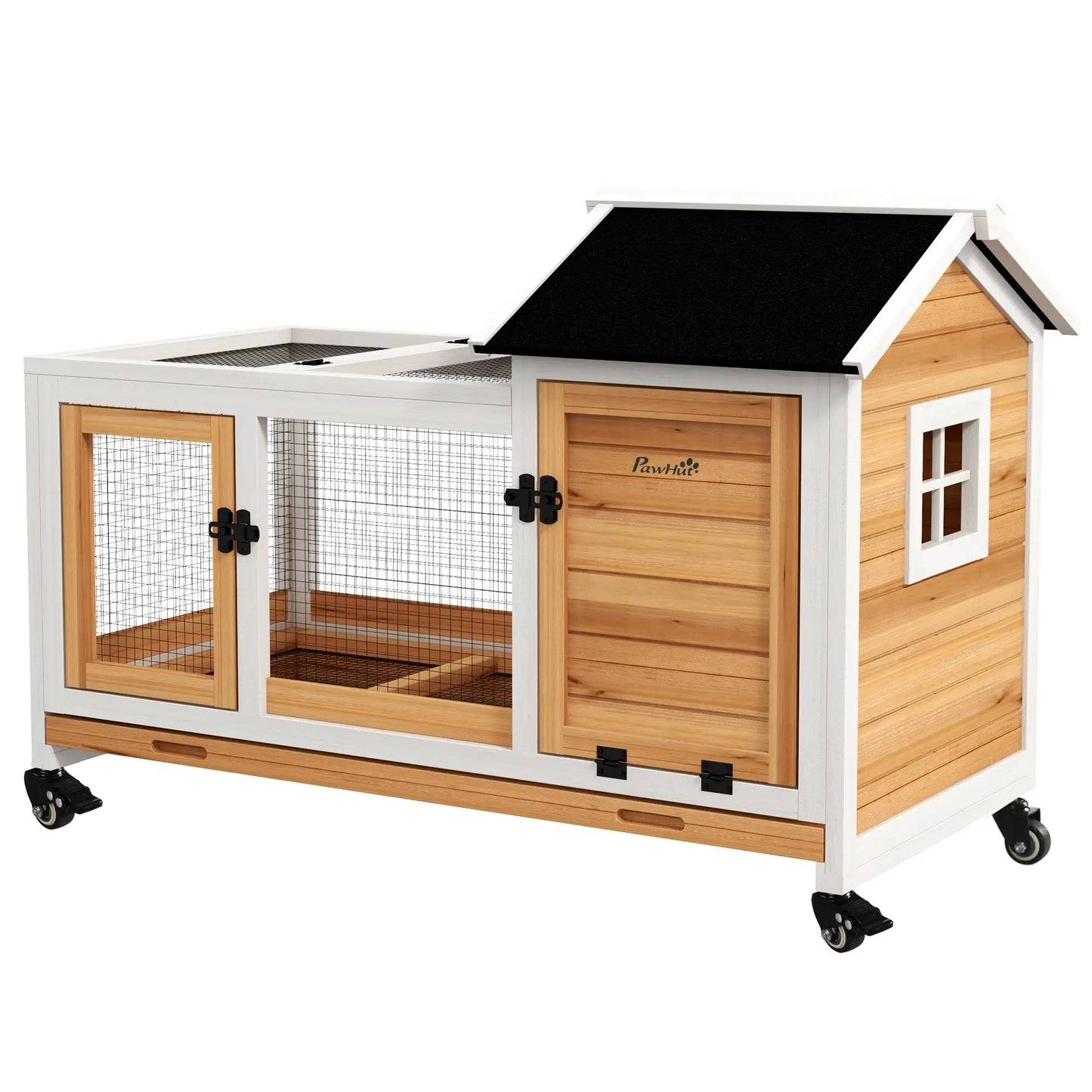 Rabbit Cage With Wheels, Ramp, Run, Tray, Indoor Outdoor, Yellow Rabbit Hutch White, Yellow, Black at Gallery Canada