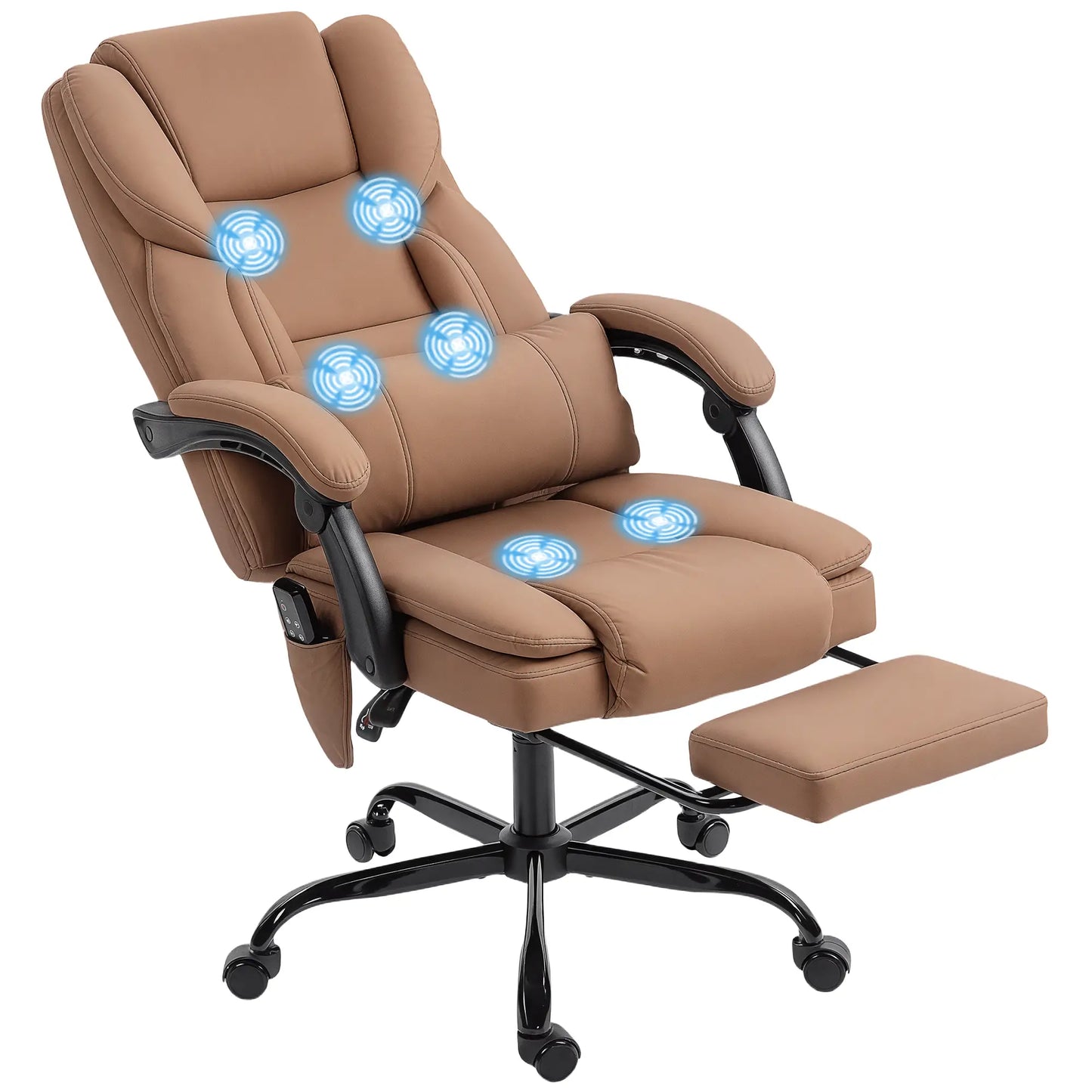 Office Chair with Massage, Faux Leather, Lumbar Support, Footrest, Brown Massage Chairs at Gallery Canada