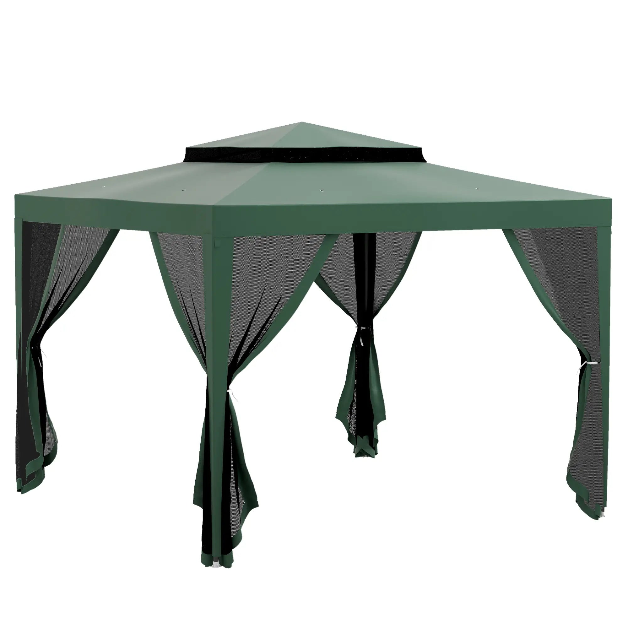 10' x 10' Outdoor Canopy Tent, Mesh Netting, Double Tier Roof Gazebos at Gallery Canada