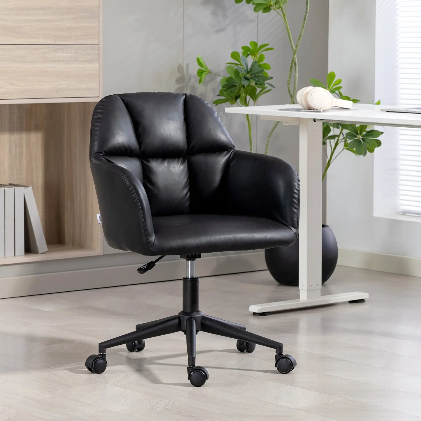 Swivel Office Chair, Faux Leather, Adjustable Height, Black Task Chairs at Gallery Canada