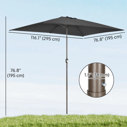 6.5x10ft Rectangle Patio Umbrella, Black Sun Umbrellas at Gallery Canada