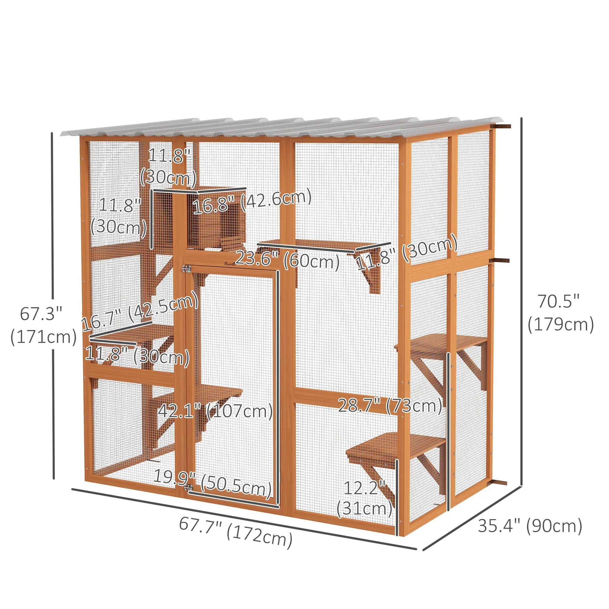 Outdoor Cat Enclosure, Window Box, Weatherproof Roof, Bridge, Resting Box, Platforms, for 2 Kittens, Orange Outdoor Cat Enclosures at Gallery Canada