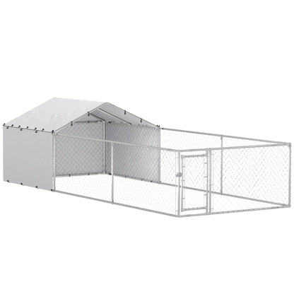 Galvanized Steel Dog Kennel, Outdoor, Waterproof UV-Resistant Cover, 19.7' x 7.5' x 4.9' Houses, Kennels & Pens at Gallery Canada