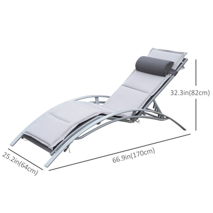 Reclining Chaise Lounge with Cushion, Padded Pillow, Grey Lounger Chairs at Gallery Canada