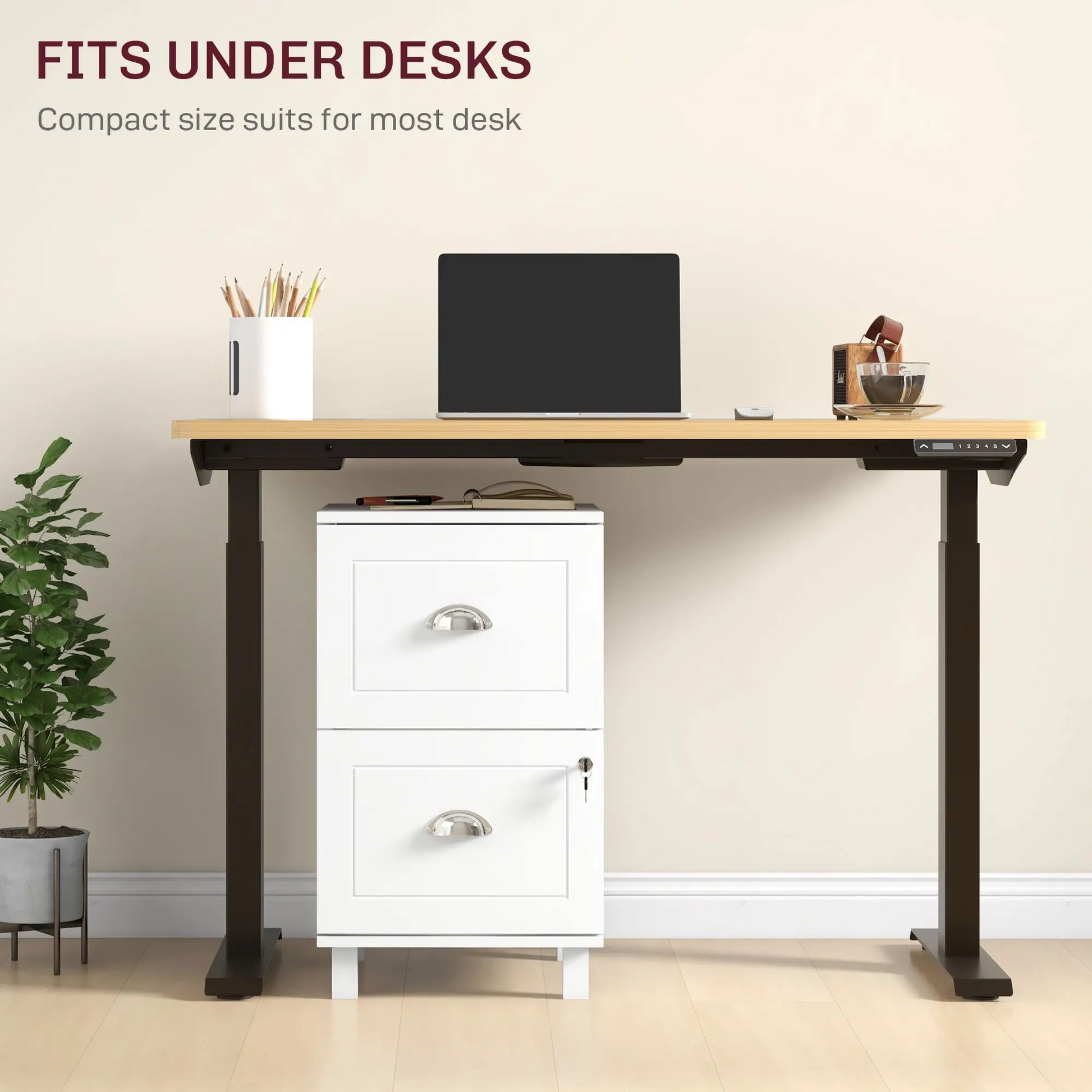 2-Drawer Small Filing Cabinet, Lockable, Adjustable Hanging Bars, White Office Cabinets & Cupboards at Gallery Canada