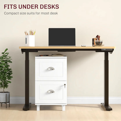 2-Drawer Small Filing Cabinet, Lockable, Adjustable Hanging Bars, White Office Cabinets & Cupboards at Gallery Canada