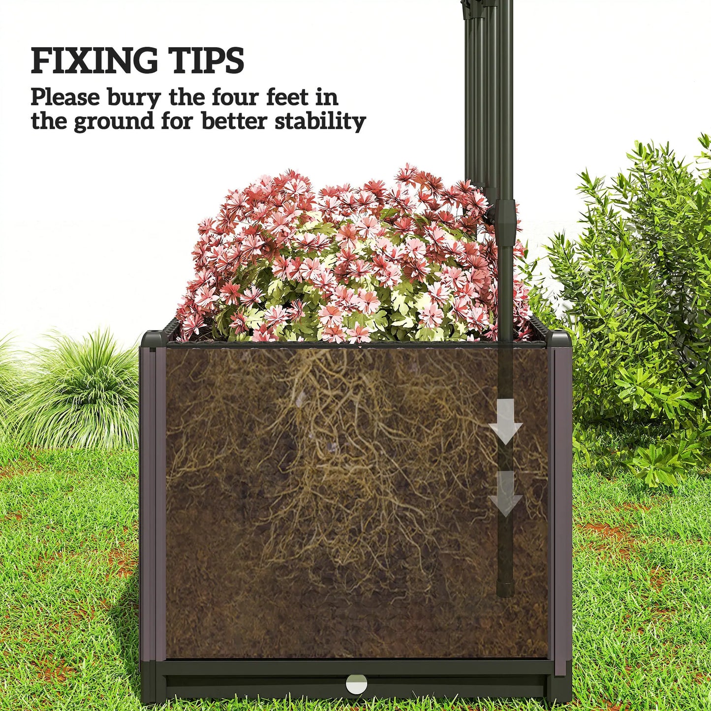 8ft Garden Arch with Planters, Steel Trellis Arbor, Brown, Black Garden Arches at Gallery Canada