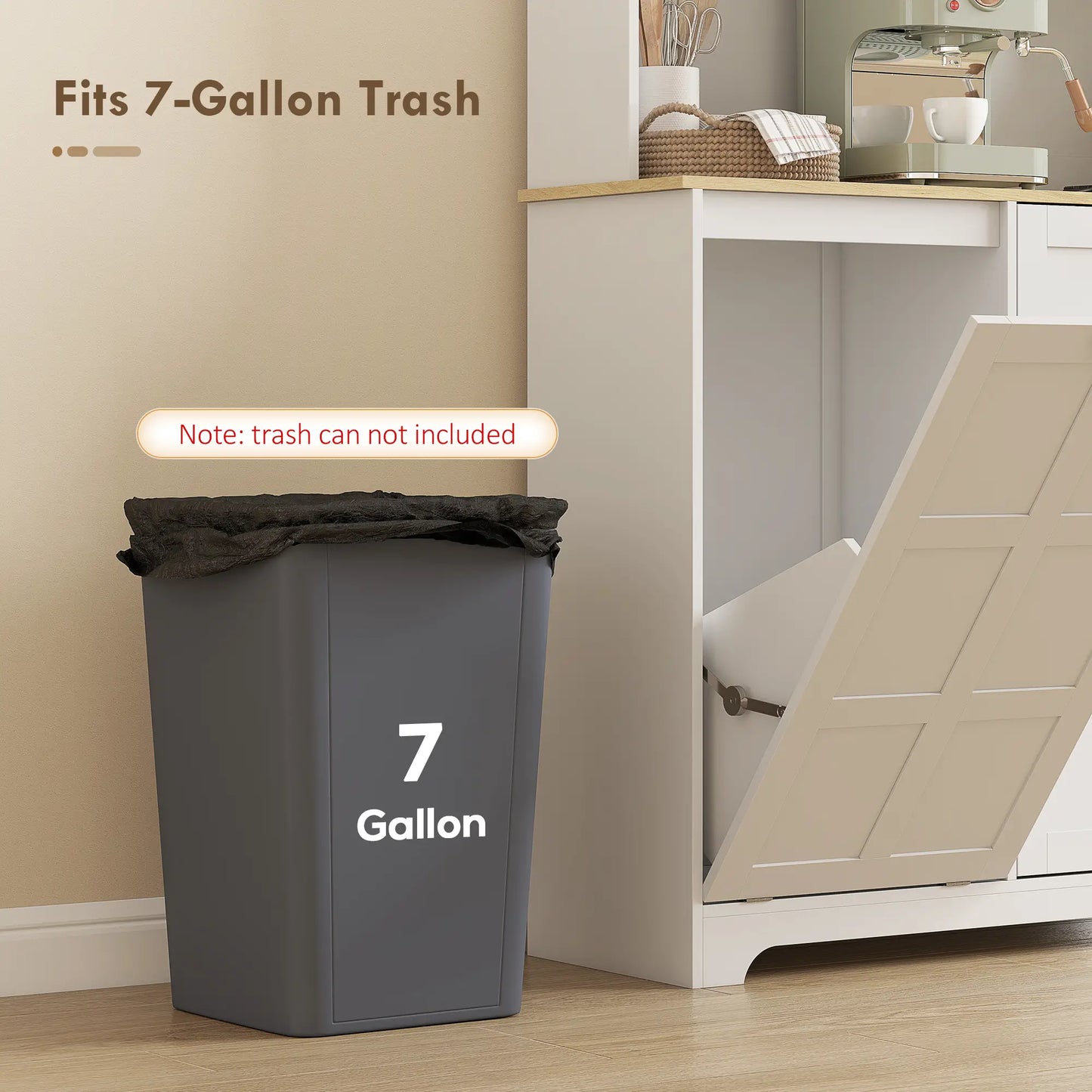 Kitchen Pantry Cabinet, 7 Gallon Trash Can, Adjustable Shelves, White Kitchen Pantry Cabinets at Gallery Canada