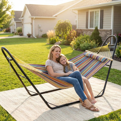 Heavy Duty Camping Hammock With Stand, Detachable Pillow, 264 lbs Capacity, Multicolor Hammocks with Stand at Gallery Canada