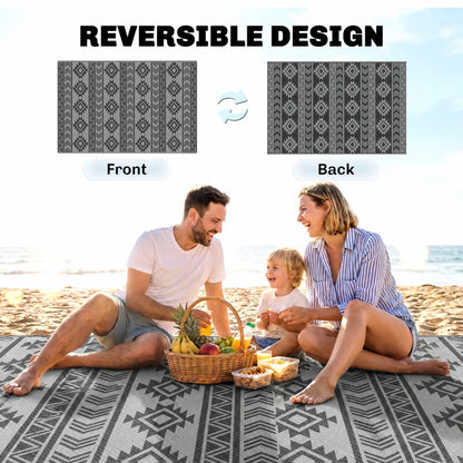Reversible Outdoor RV Rug, Patio Mat, 6' x 9', Black & Grey Garden Decor at Gallery Canada