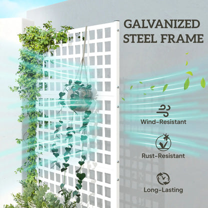 Galvanized Raised Garden Bed Planter Box With Trellis, 43" x 16" x 70", White Galvanized Planter Boxes at Gallery Canada