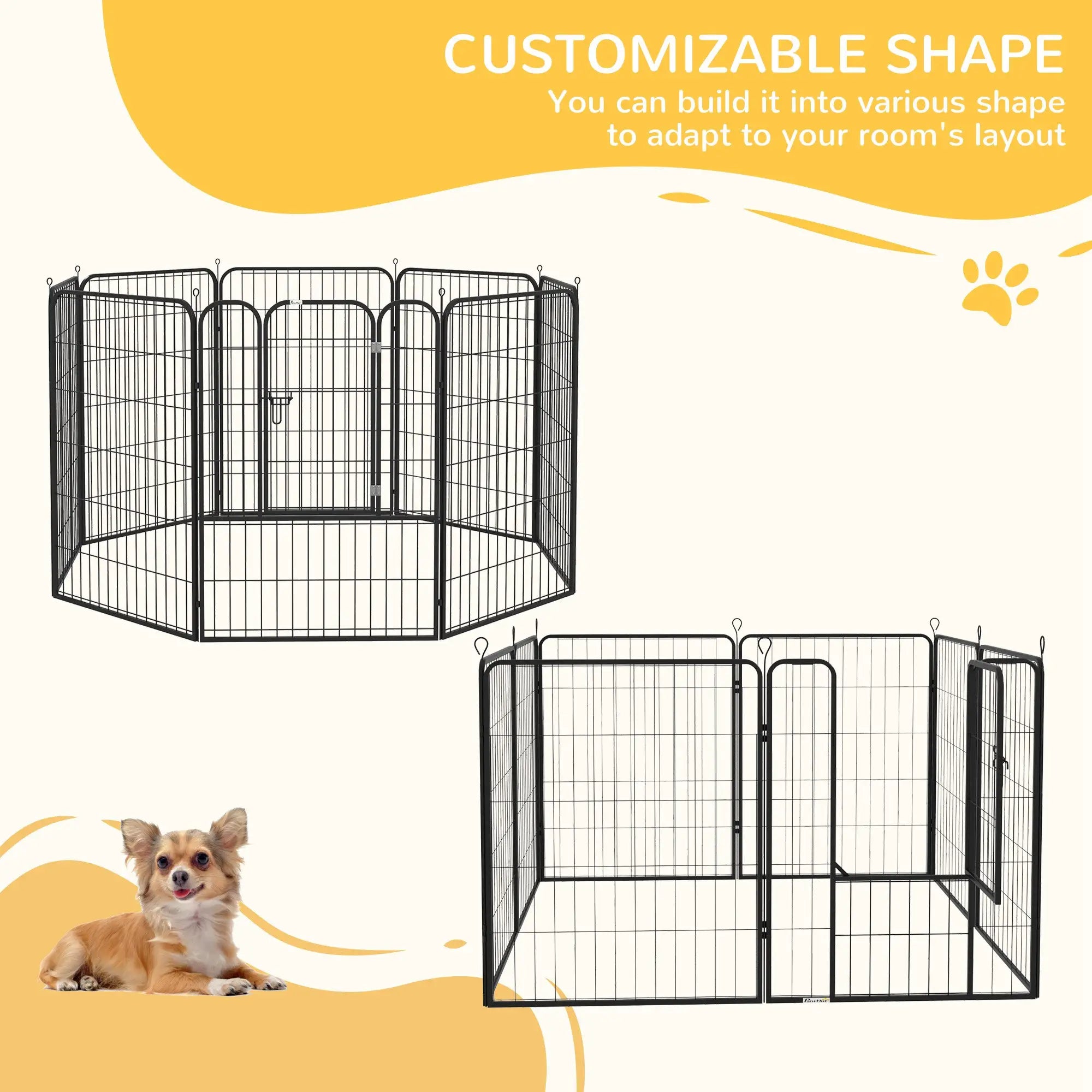 8 Panel Pet Playpen, Heavy-Duty Metal, Foldable, Indoor Outdoor, 39