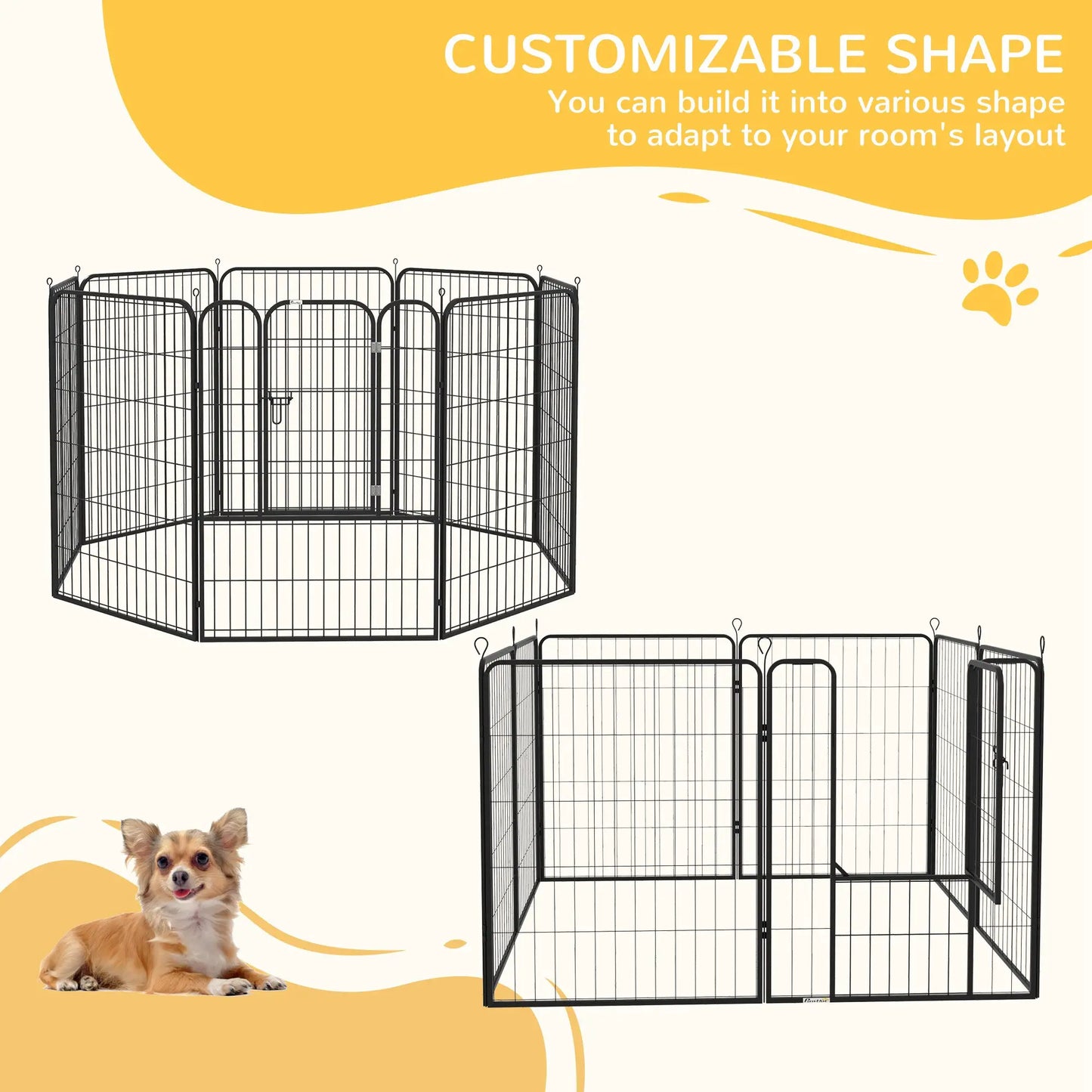 8 Panel Pet Playpen, Heavy-Duty Metal, Foldable, Indoor Outdoor, 39"H Houses, Kennels & Pens at Gallery Canada