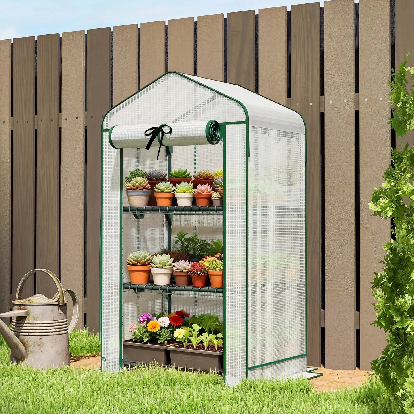 Mini Greenhouse With Screen Roof, 27.6" x 19.7" x 50", White Portable Greenhouses at Gallery Canada